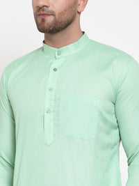 Thumbnail for Jompers Men Green & White Solid Kurta with Churidar - Distacart