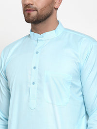 Thumbnail for Jompers Men Sky-Blue & White Solid Kurta Only - Distacart