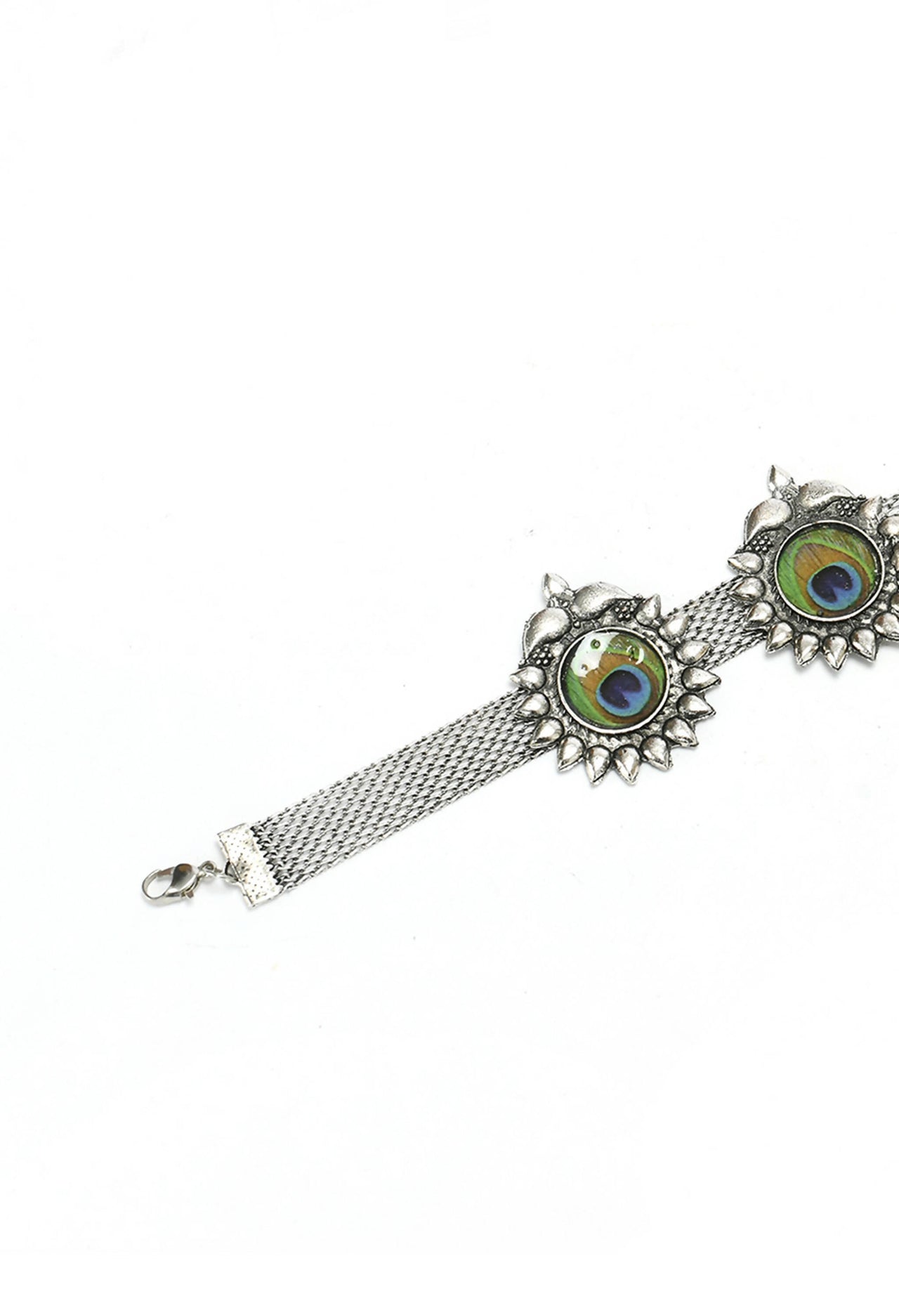 Mominos Fashion Johar Kamal Oxidised Silver-Plated Peacock Wings Work Necklace Handicraft - Distacart