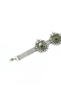 Thumbnail for Mominos Fashion Johar Kamal Oxidised Silver-Plated Peacock Wings Work Necklace Handicraft - Distacart