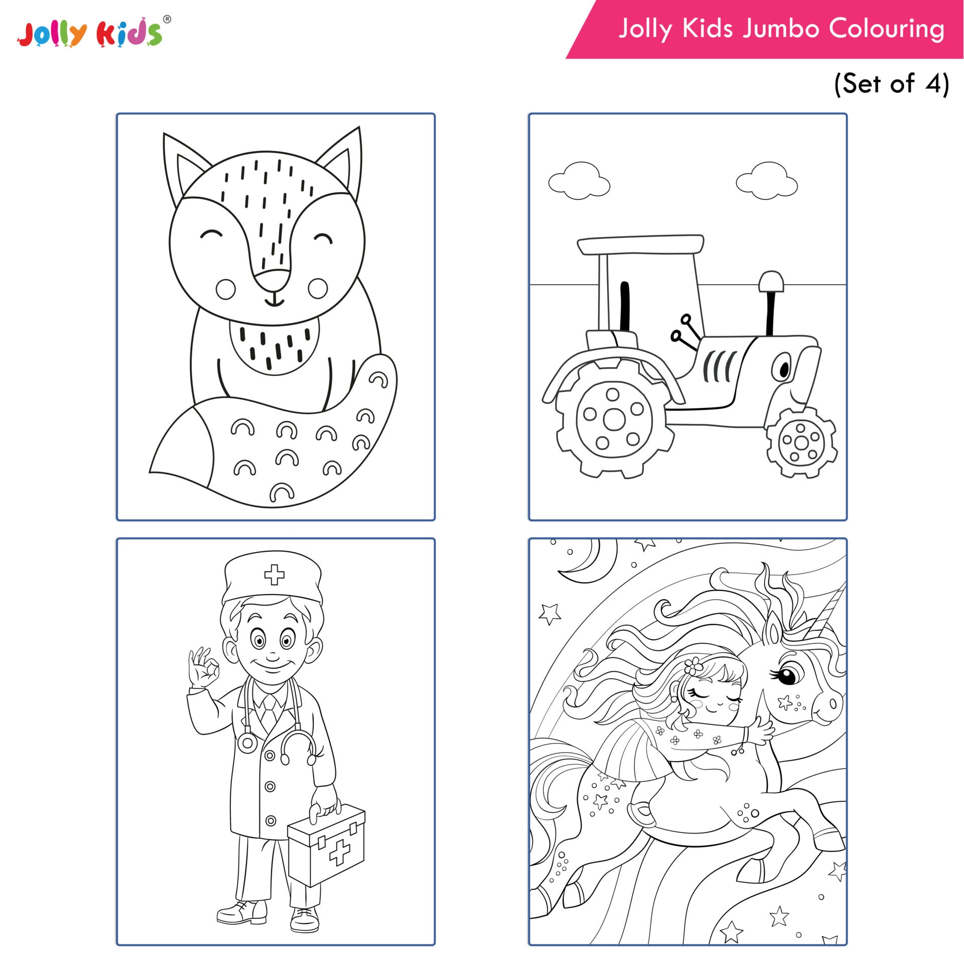 Jolly Kids Colouring for Fun Books A, Set of 4