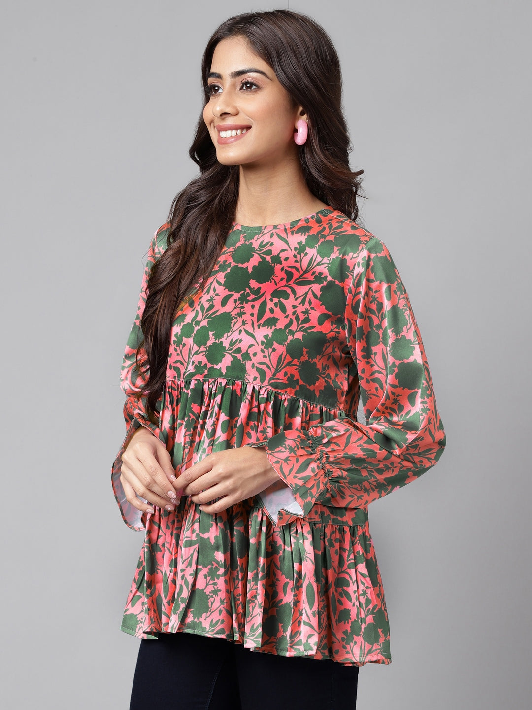 Green Hanifa Mulmul Chikankari Peplum Top - TheChikanLabel | Lucknow  Chikankari Kurtis & Suits