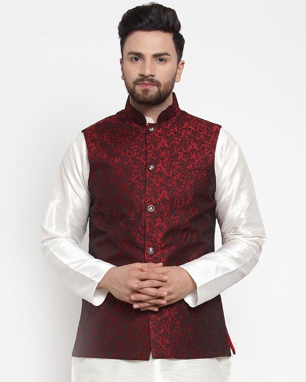 Lavender & White Kurta Pajama Jacket Online at Best Price - Rutbaa