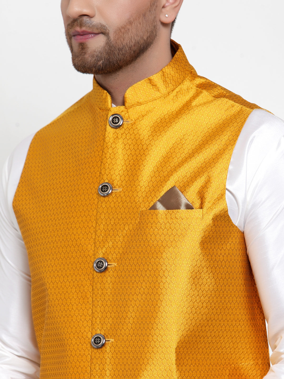 Hot Pink and Yellow Floral Nehru Jacket Set – Lashkaraa