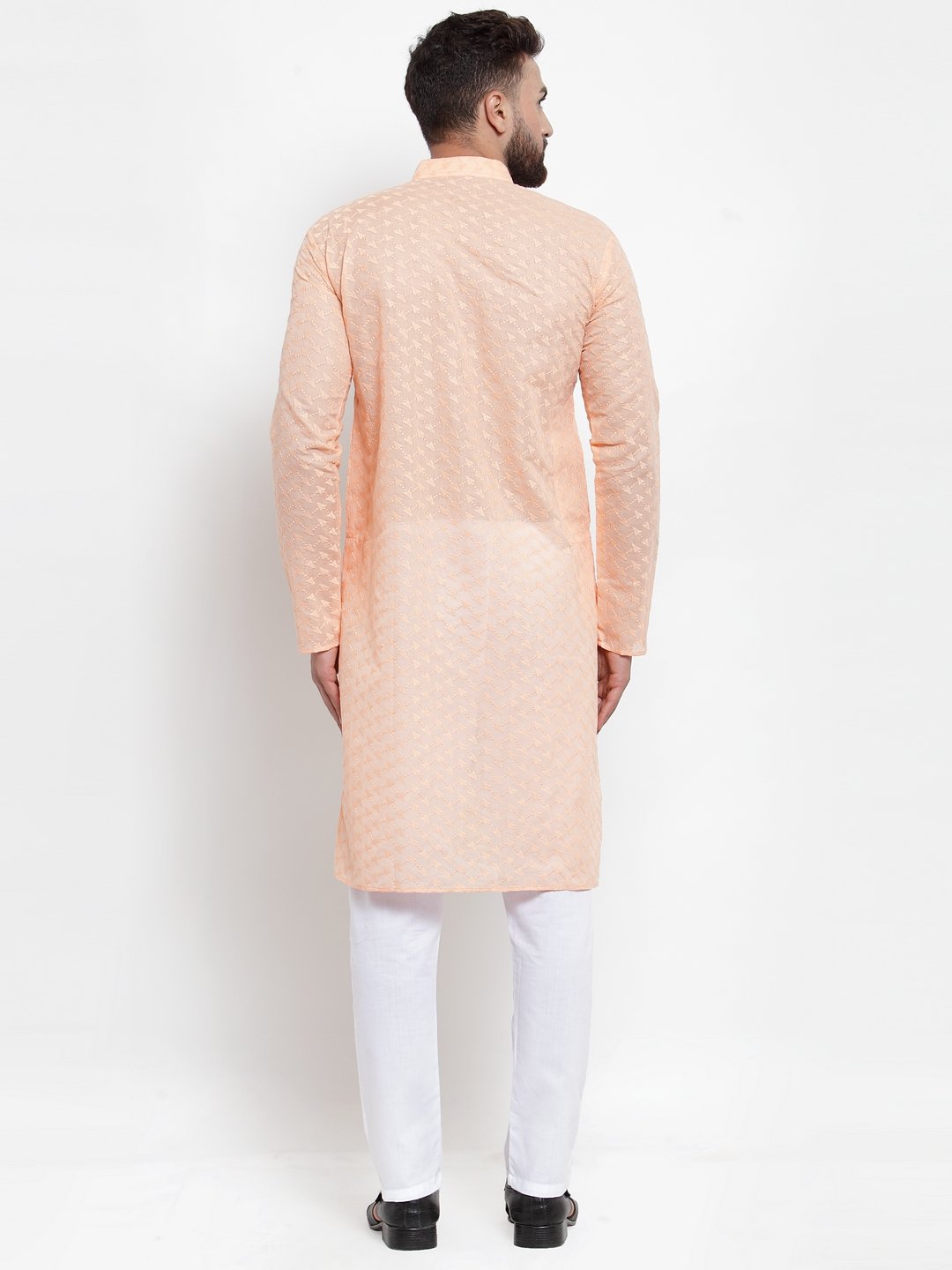 Buy Jompers Men Orange Chikan Kurta Only Online at Best Price