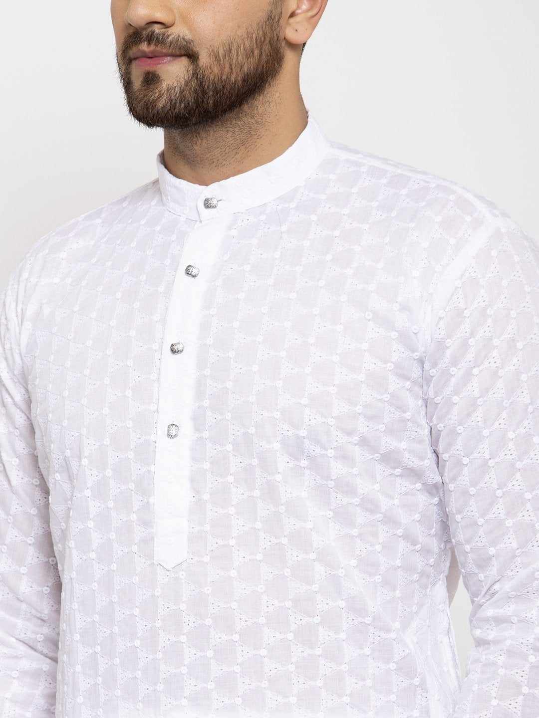 Jompers Men White Chikan Kurta Only - Distacart