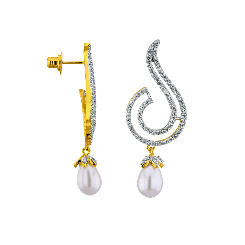 Majestic Peacock Pearl Drop Earrings