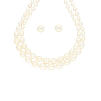 Thumbnail for J Pearls 2 Lines Oval Pearl Necklace - Real Pearl Jewelry - Distacart