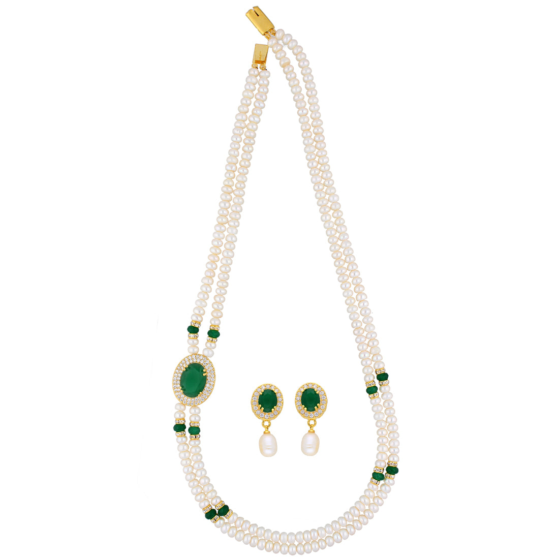 J Pearls Prominent 2 String Necklace Set - Real Pearl Jewelry - Distacart