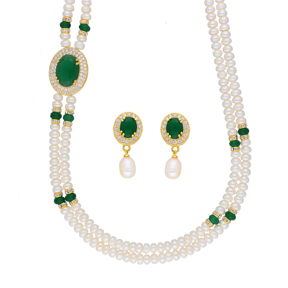 J Pearls Prominent 2 String Necklace Set - Real Pearl Jewelry - Distacart