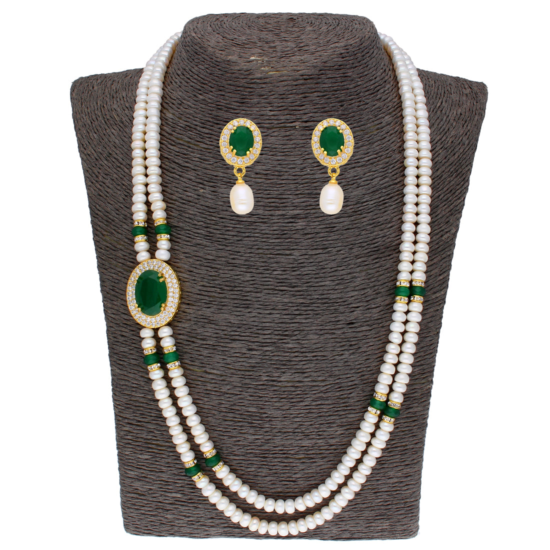 J Pearls Prominent 2 String Necklace Set - Real Pearl Jewelry - Distacart