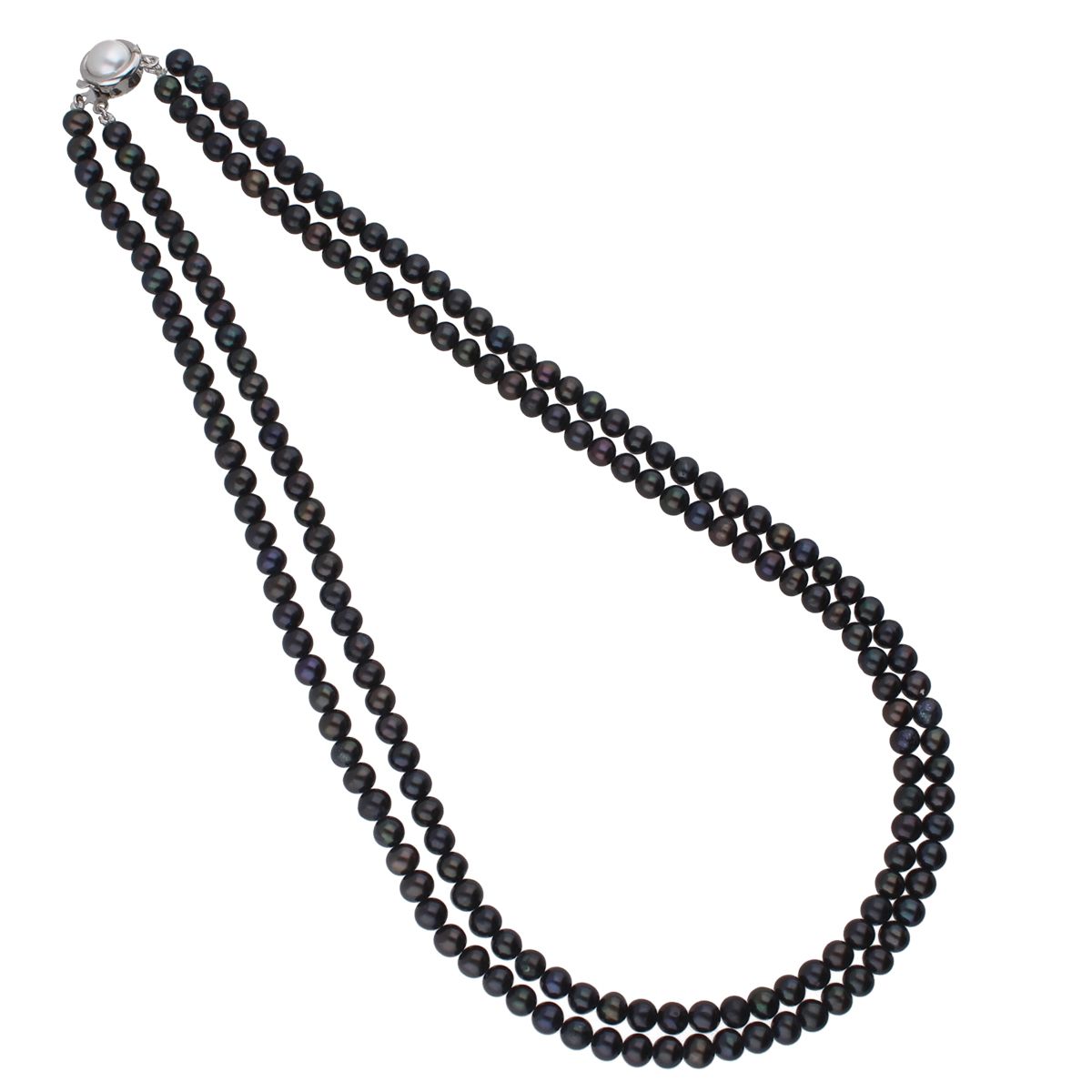 J Pearls 2 Line 5-6Mm Black Round Pearl Set - Real Pearl Jewelry - Distacart