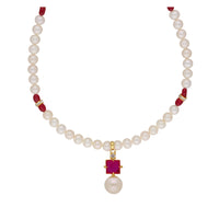 Thumbnail for J Pearls Classic Red Pearl Pendant Set - Real Pearl Jewelry - Distacart