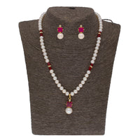 Thumbnail for J Pearls Classic Red Pearl Pendant Set - Real Pearl Jewelry - Distacart