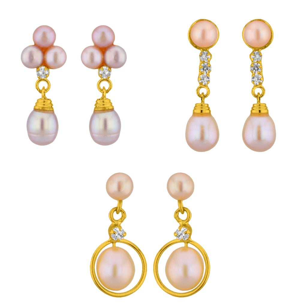 J Pearls Pink Pearl Combo - Real Pearl Jewelry - Distacart