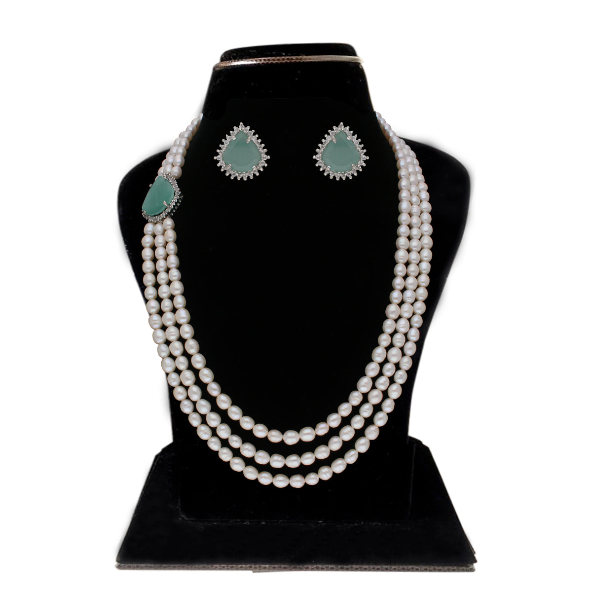 J Pearls Jabala 3 Lines Pearl Set - Real Pearl Jewelry - Distacart