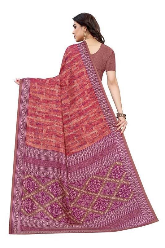 Vamika Printed Red Crepe Silk Saree (ICE RED)