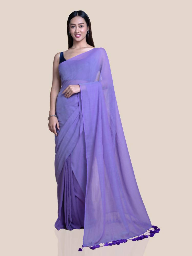 Suta Lavender Solid Mul Saree - Distacart