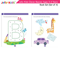 Thumbnail for Jolly Kids Clever Beaver Ages 3-4 Years Fun Learning Workbooks Set of 4| Alphabets| Numbers| EVS| Good Habit| Workbooks for Kindergarten - Distacart