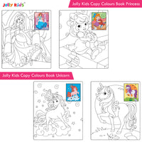 Thumbnail for Jolly Kids Copy Colour Books Set of 8| Colouring Books: Animals, Flowers, Dinosaurs, Mermaid, Ocean, Pirates, Princess & Unicorn| Ages 3-10 years - Distacart