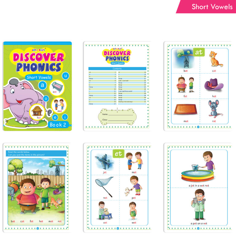Jolly Kids Discover Phonics Book Set (Set of 5) | Vowel Letter Sounds | Word Families | Consonant Blends | Phonic Readers | Ages 3-8 Years - Distacart