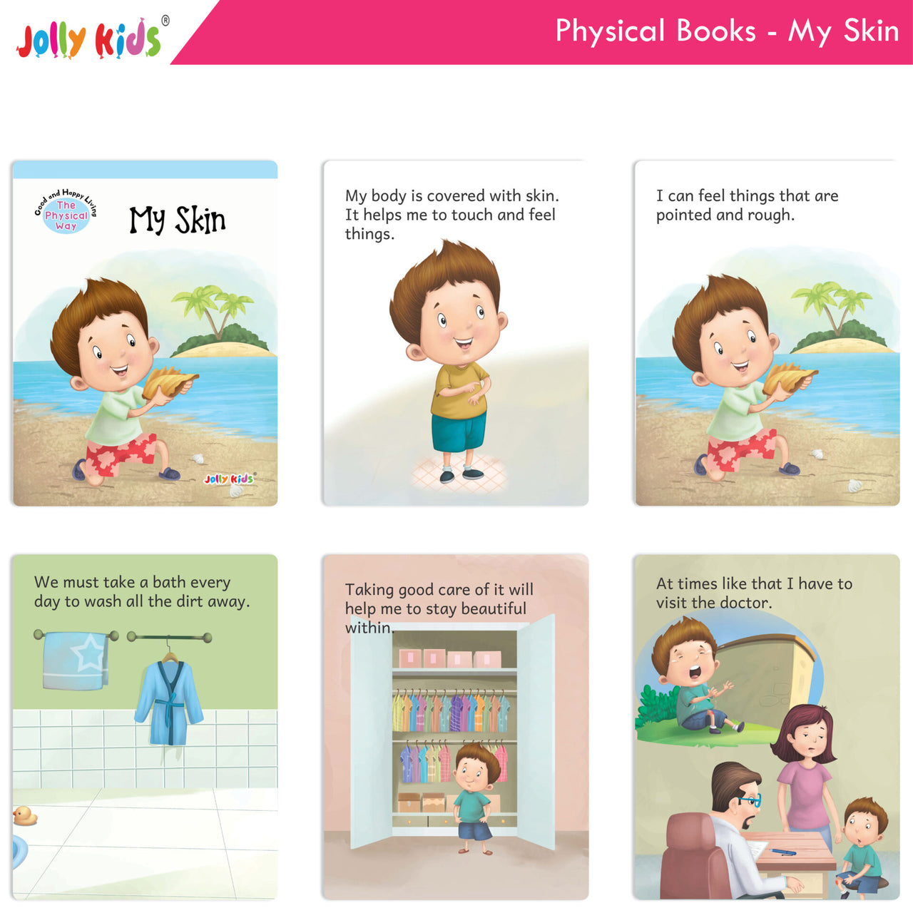 Jolly Kids Good & Happy Living The Physical Way Stories Books Set of 8| Kids learning Physical Health Activity| Ages 3-6 Years - Distacart