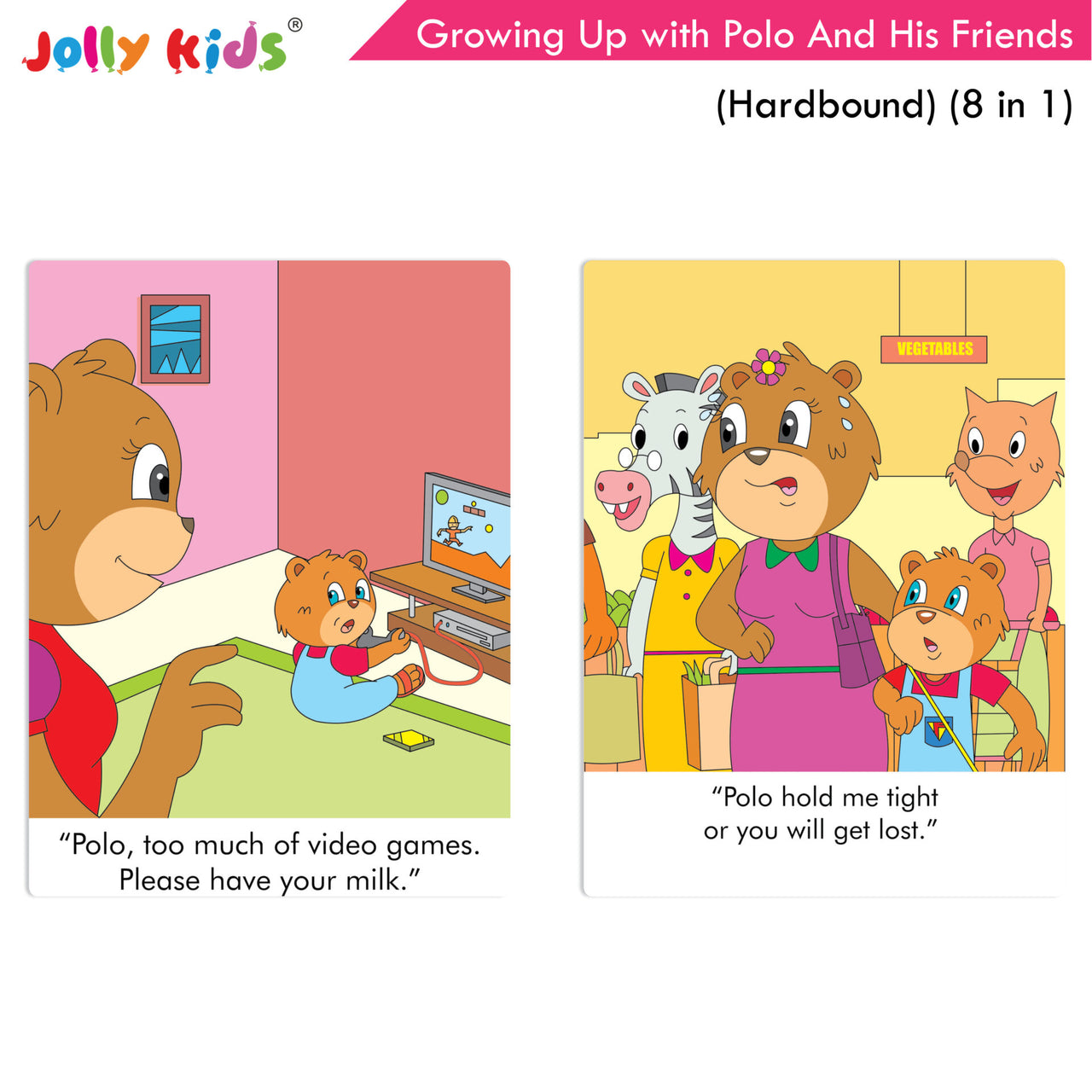 Jolly Kids Growing Up with Polo And His Friends| 8 in 1| Large Print Hardbound Character base Story Book for Kids Ages 3-8 Years - Distacart