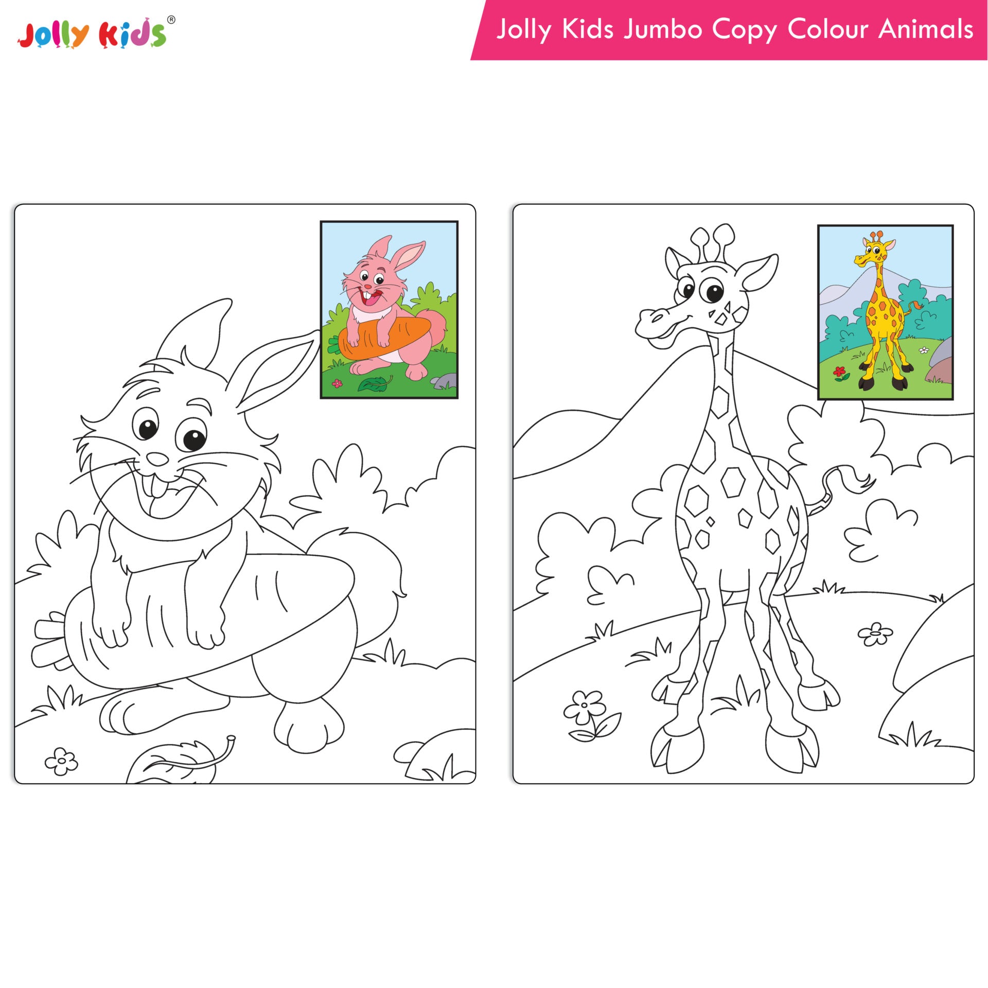 Jolly Kids Jumbo Colouring Books For Kids Set of 4, 130 Fun Learnig Images  Per Colour Book, Ages 3 – 8 Years - Shethbooks