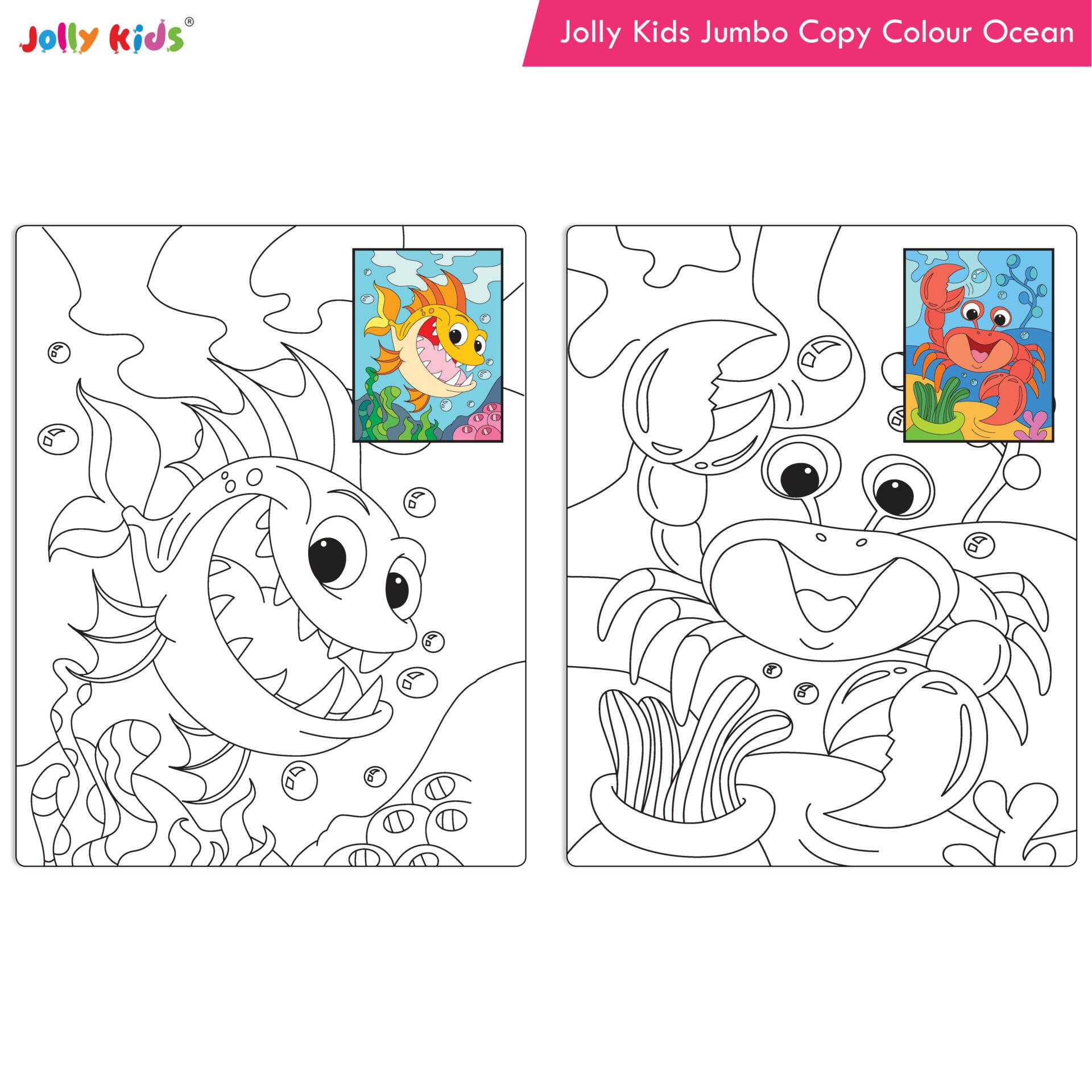 Jolly Kids Jumbo Colouring Books For Kids Set of 4, 130 Fun Learnig Images  Per Colour Book, Ages 3 – 8 Years - Shethbooks