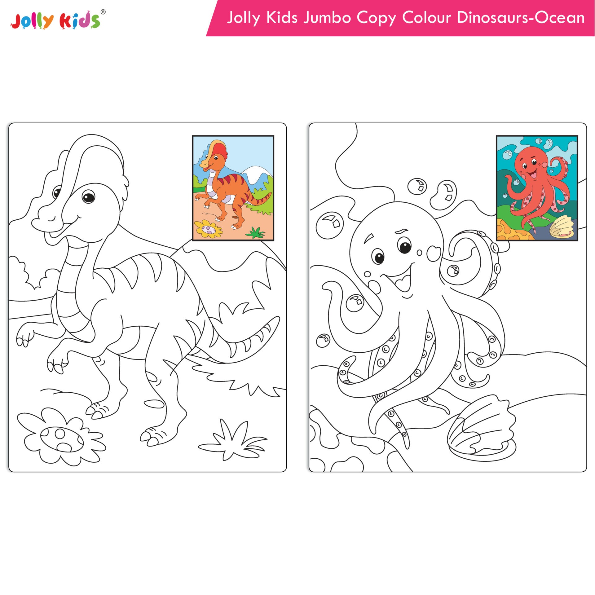 Jolly Kids Jumbo Colouring Books For Kids Set of 4, 130 Fun Learnig Images  Per Colour Book, Ages 3 – 8 Years - Shethbooks