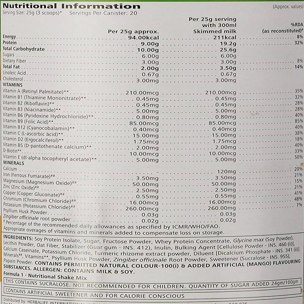 Description Herbalife Nutrition Formula 1 Nutritional Shake Mix Kulfi ...