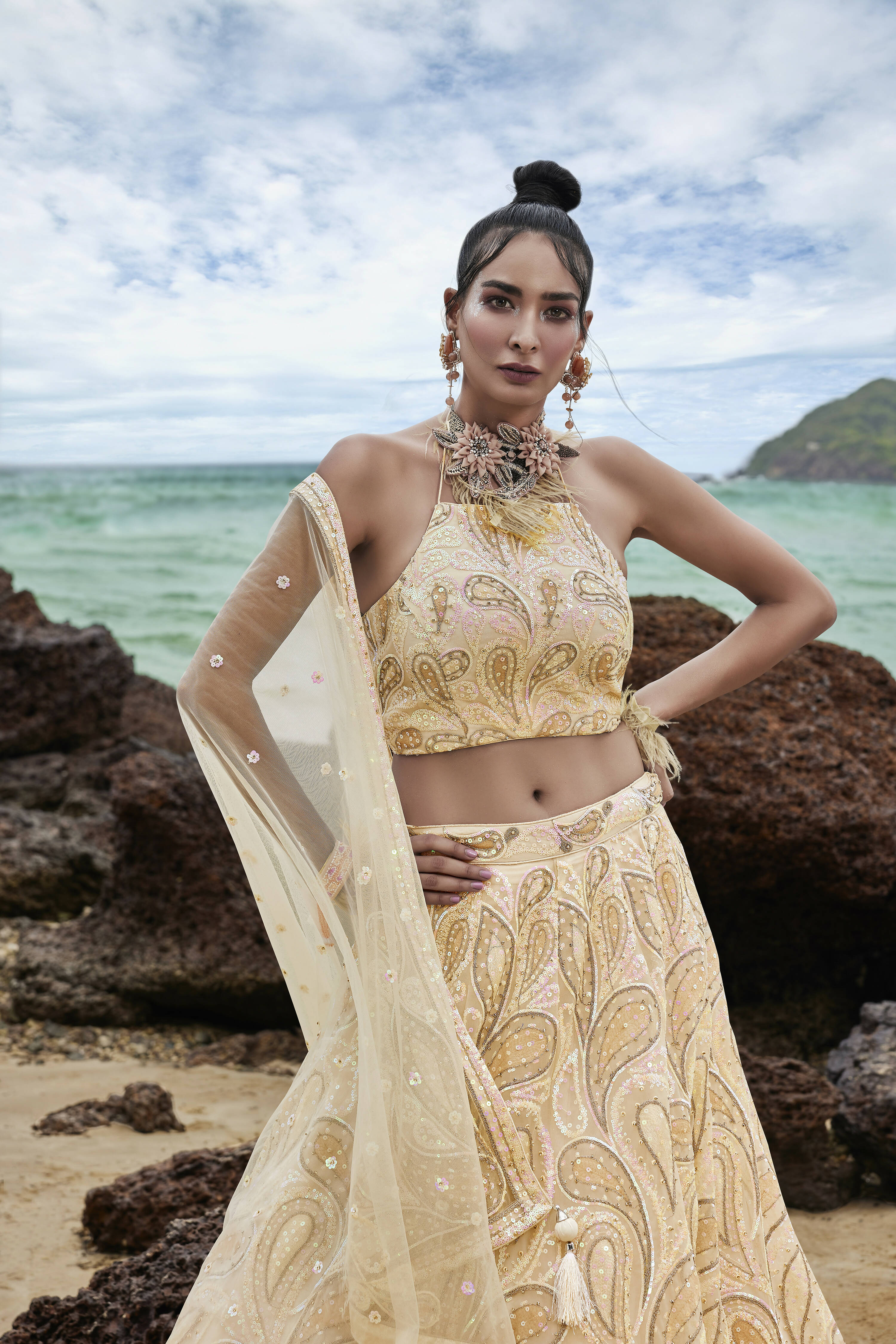 Buy Haldi Lehenga | Yellow Georgette Sequins Embroidered Wedding Haldi  Lehenga For Women – Gunj Fashion