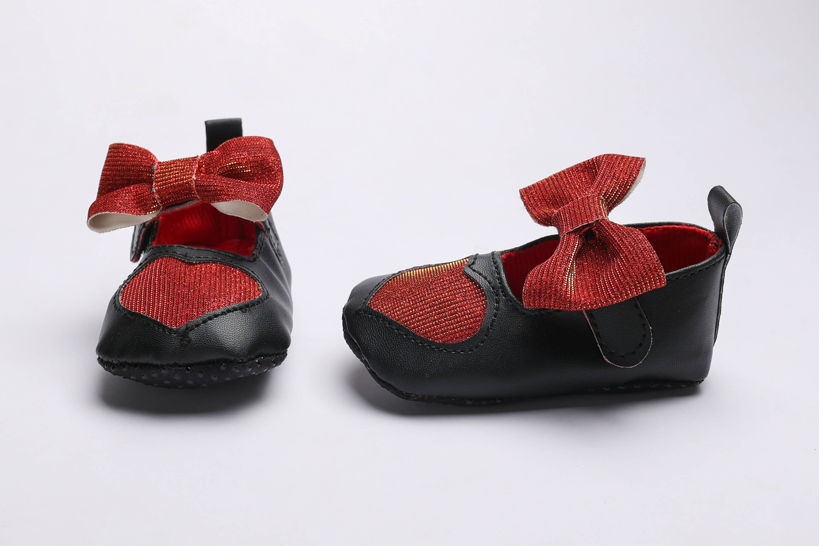 Buy Tiny Bugs Girls Heart Bow Detailing Booties Black Red