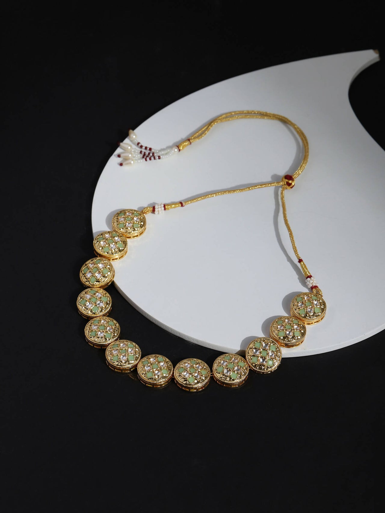 Gold-Toned White Brass Gold-Plated Necklace - Ruby Raang - Distacart