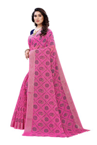 Thumbnail for Vamika Pink Linen Jari Border Saree (CHARVI PINK) - Distacart