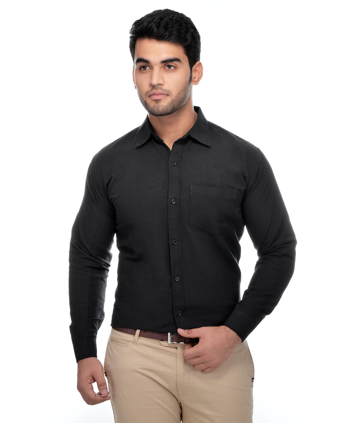 RIAG Black Men's Full Sleeves Solid Shirt - Distacart