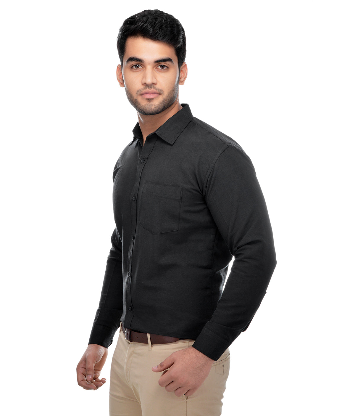 RIAG Black Men's Full Sleeves Solid Shirt - Distacart