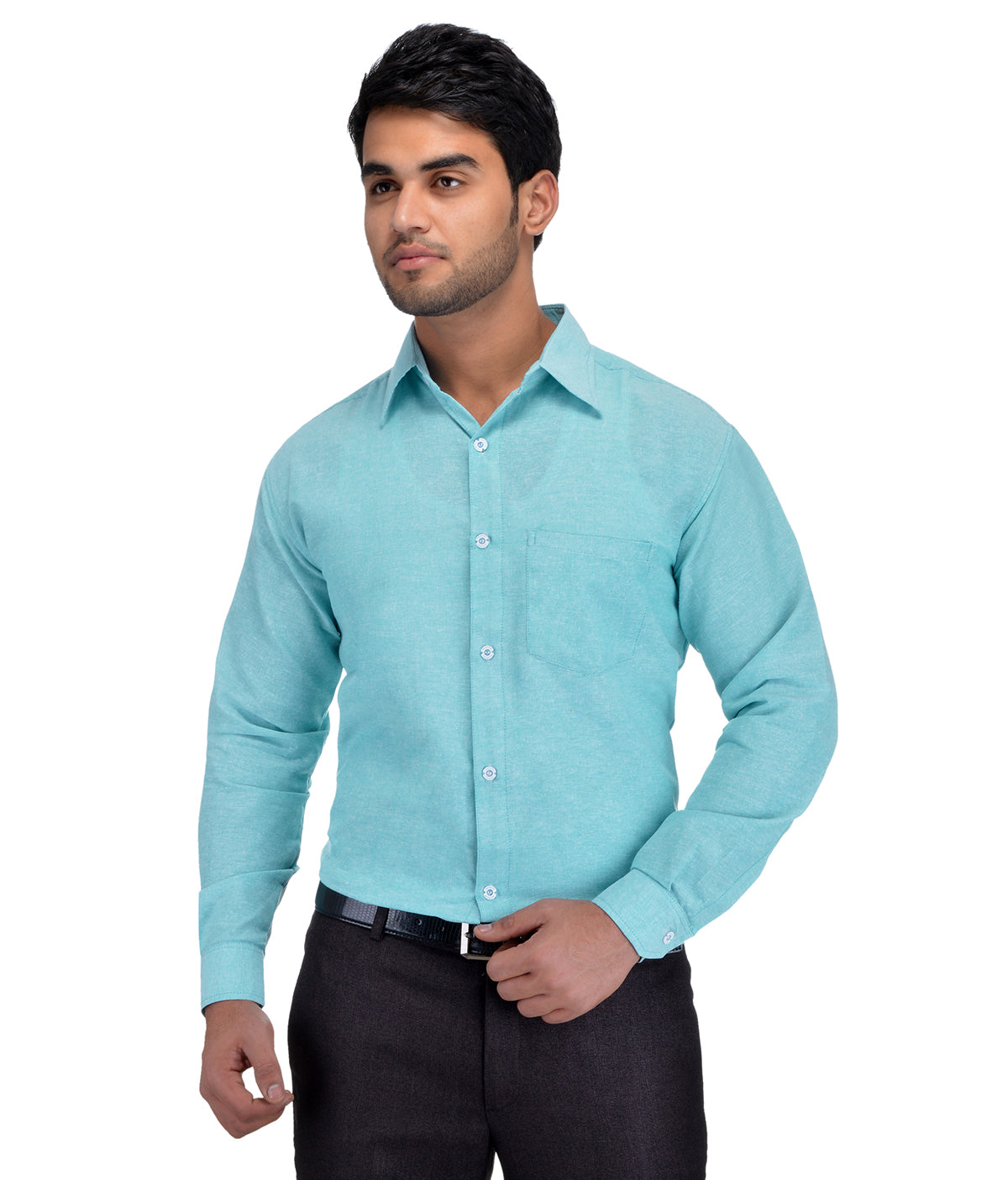 RIAG Light Blue Men's Full Sleeves Solid Shirt - Distacart