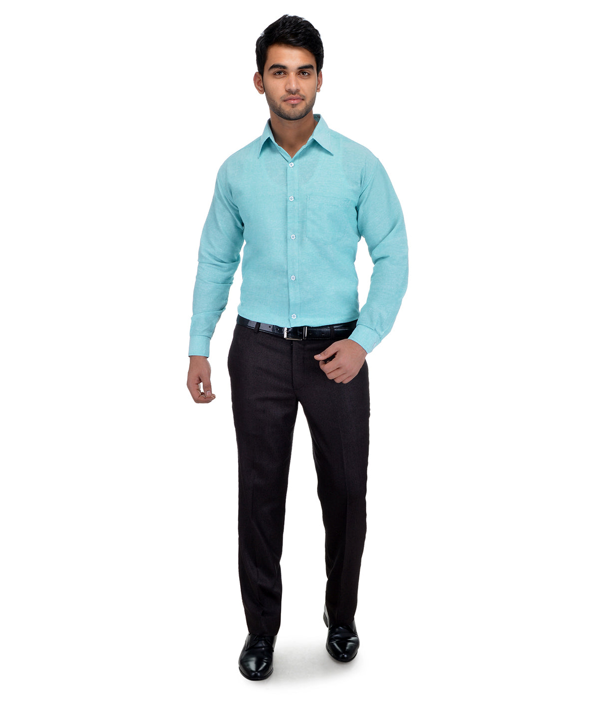 RIAG Light Blue Men's Full Sleeves Solid Shirt - Distacart