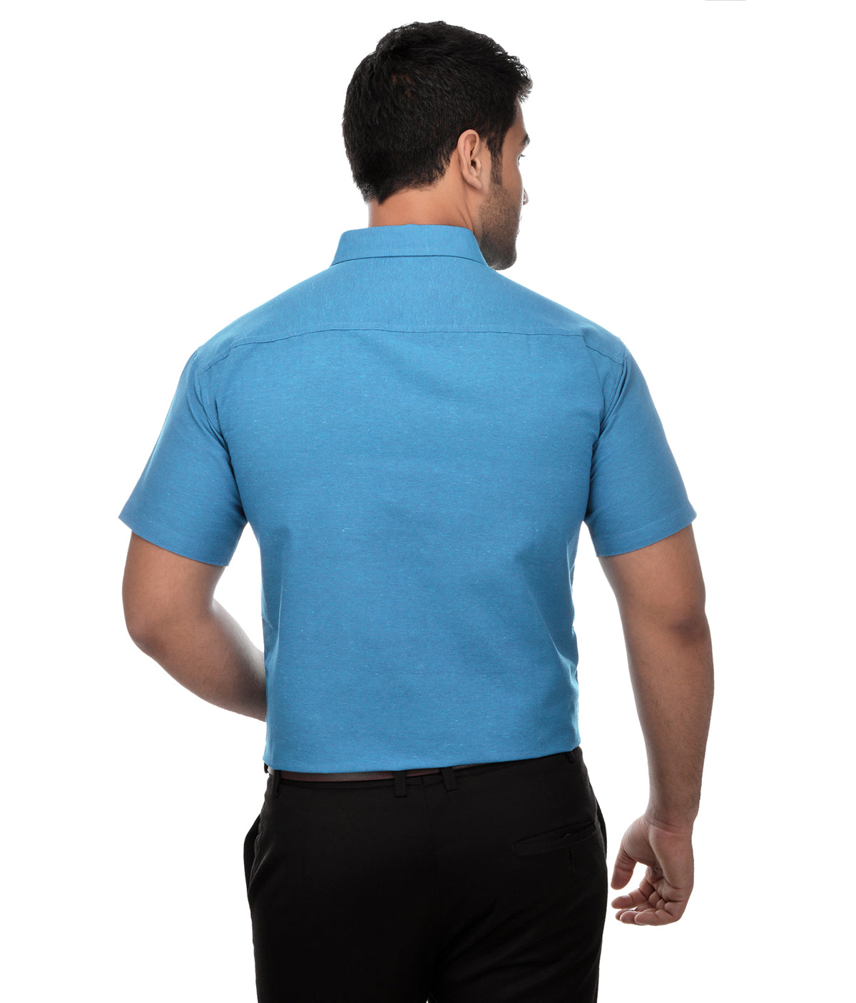 RIAG Blue Men's Half Sleeves Solid Shirt - Distacart