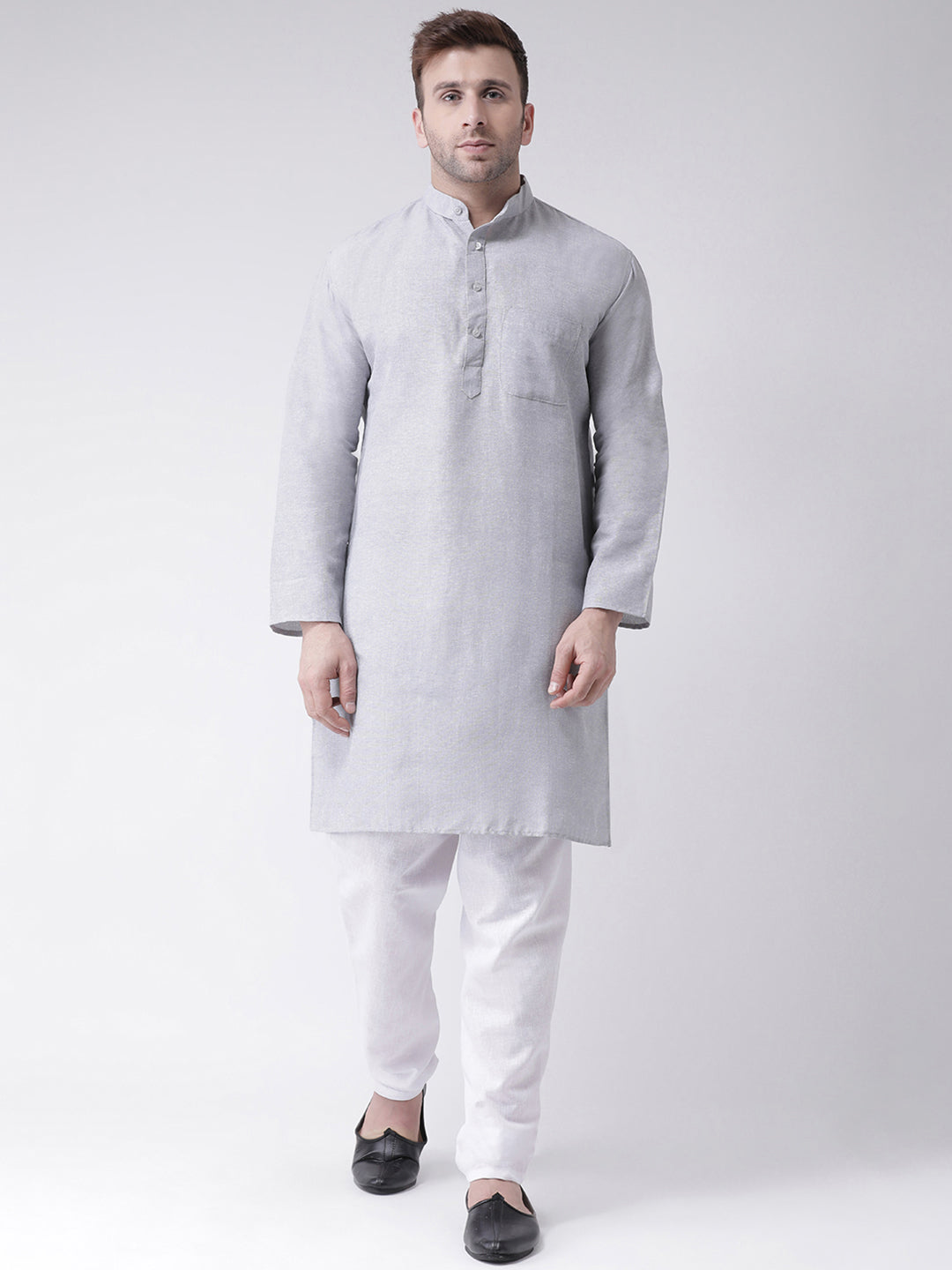 RIAG Grey Men's Ethnic Long Kurta And Pyjama Set - Distacart