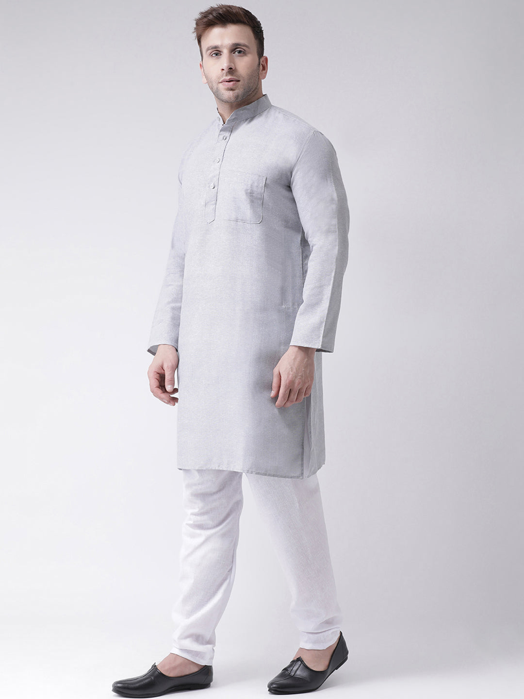 RIAG Grey Men's Ethnic Long Kurta And Pyjama Set - Distacart