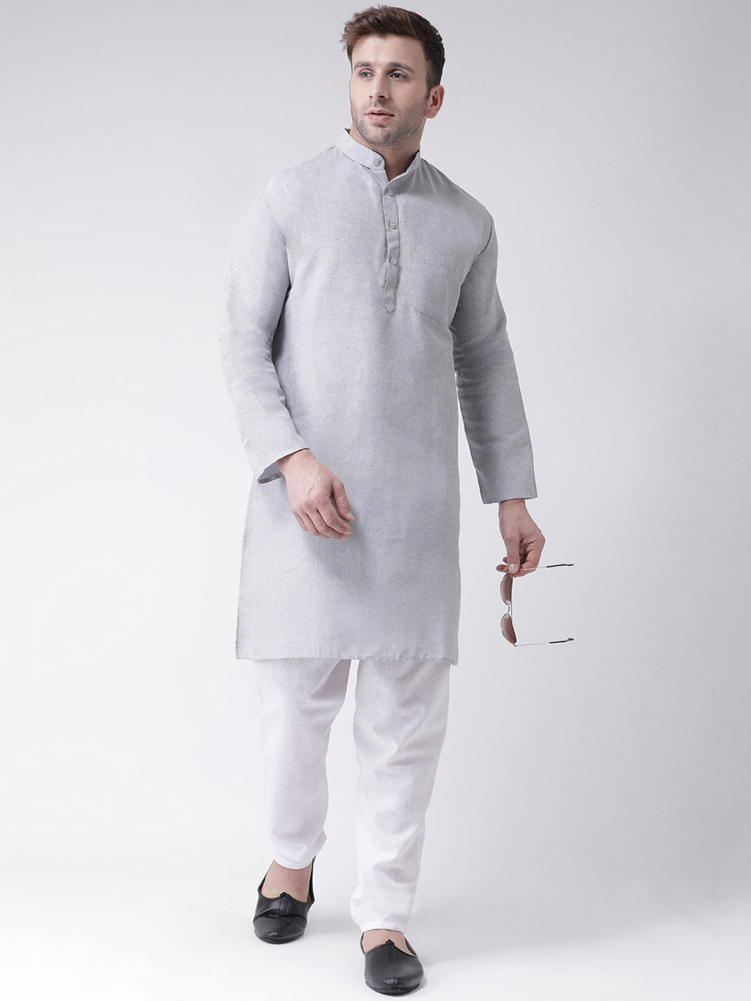 RIAG Grey Men's Ethnic Long Kurta And Pyjama Set - Distacart