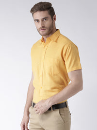 Thumbnail for RIAG Yellow Men's Half Sleeves Solid Shirt - Distacart