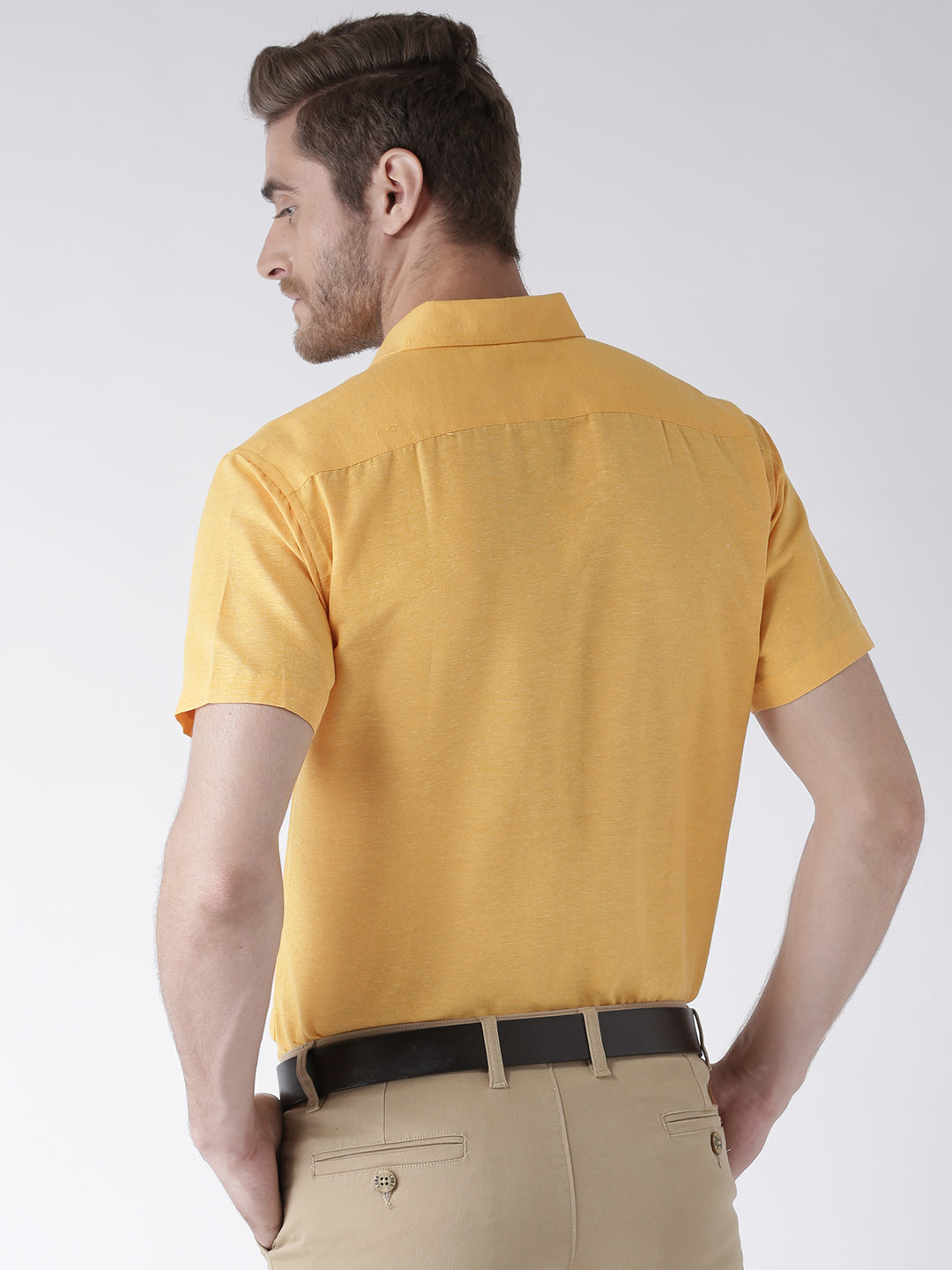 RIAG Yellow Men's Half Sleeves Solid Shirt - Distacart