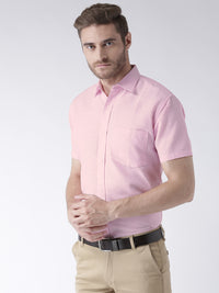 Thumbnail for RIAG Pink Men's Half Sleeves Solid Shirt - Distacart