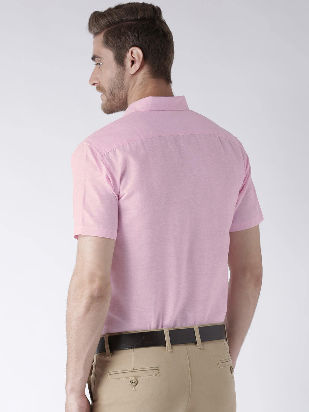 RIAG Pink Men's Half Sleeves Solid Shirt - Distacart