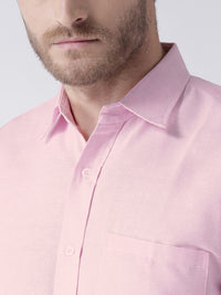 Thumbnail for RIAG Pink Men's Half Sleeves Solid Shirt - Distacart