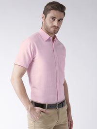 Thumbnail for RIAG Pink Men's Half Sleeves Solid Shirt - Distacart