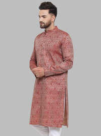 Thumbnail for Jompers Men Maroon & White Woven Design Kurta Only - Distacart